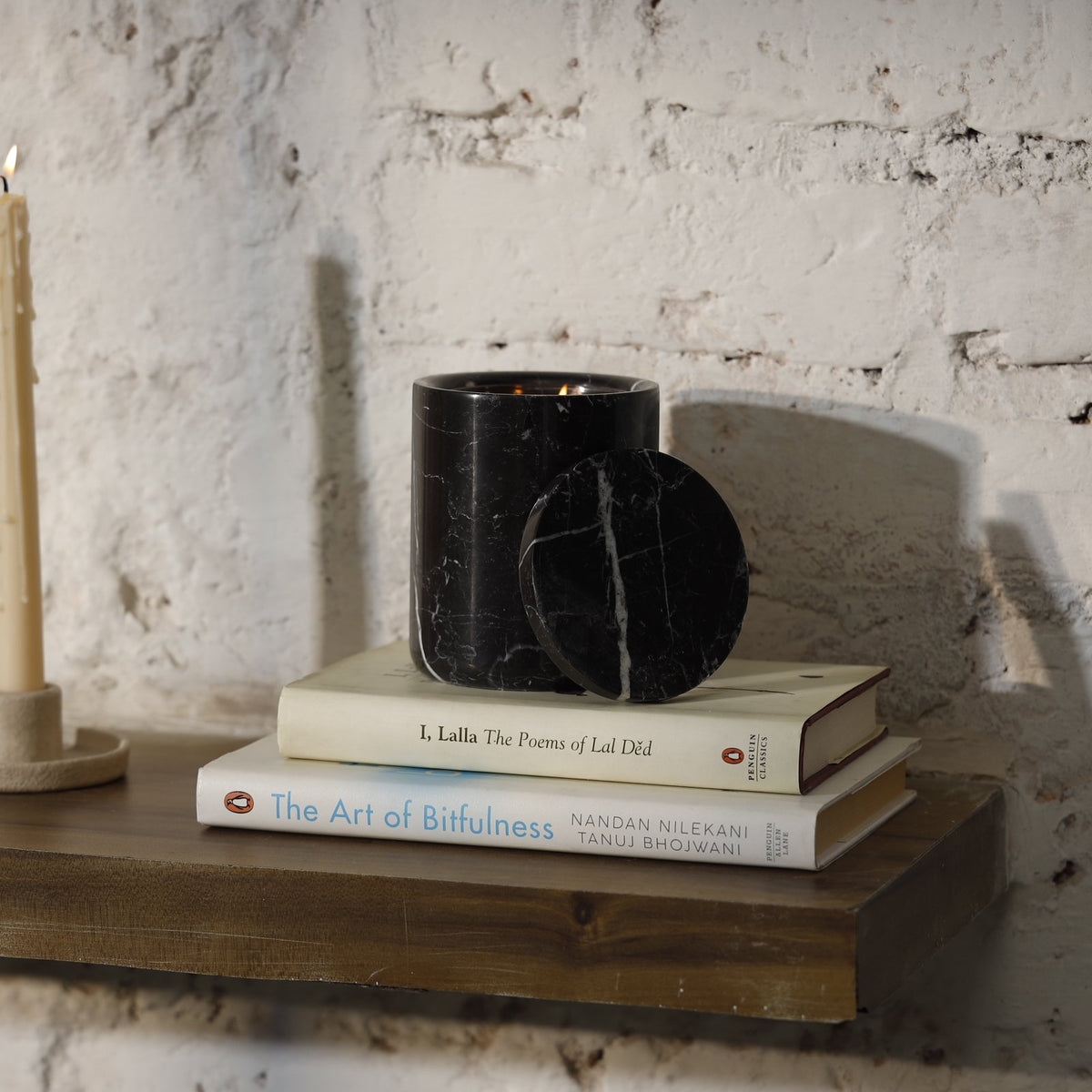 Aurora Candle Jar — Marble/Onyx – Nero Marquina Marble