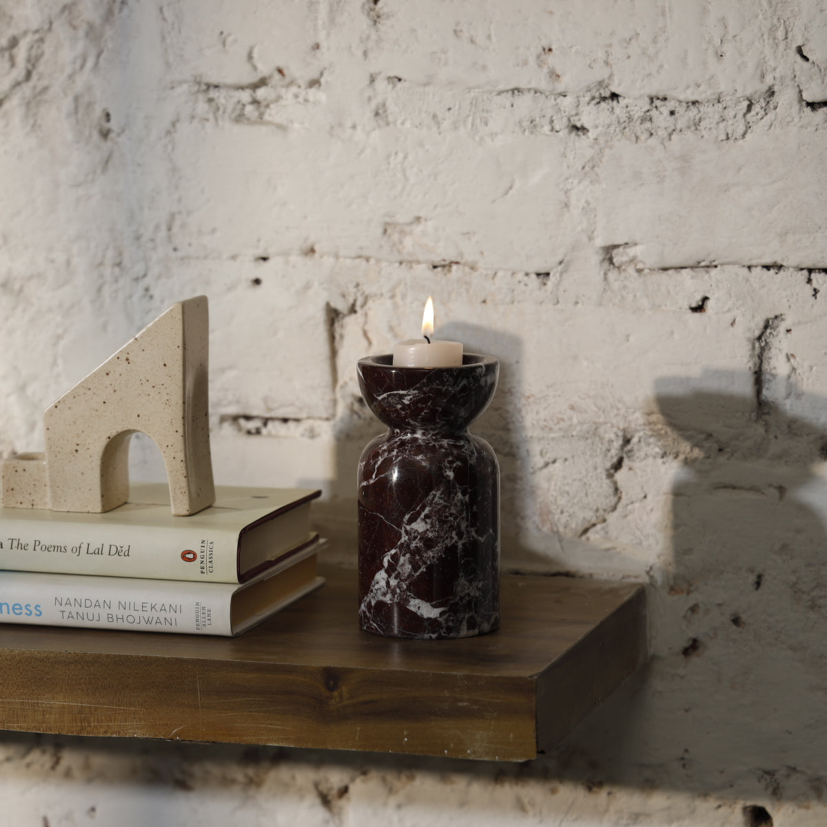 Terra Marble Candle Holder – Rosso Levanto