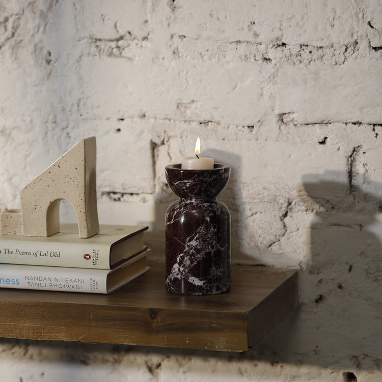 Terra Marble Candle Holder – Rosso Levanto