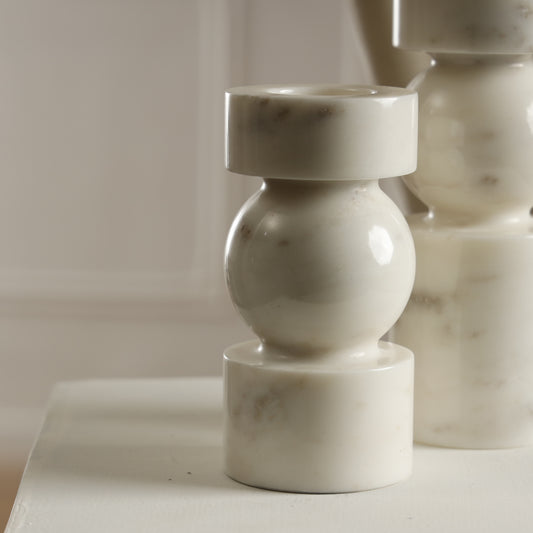 Ellipse Marble Candle Holder — Set of 2