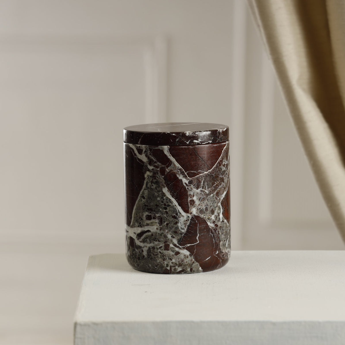 Aurora Candle Jar — Marble/Onyx – Rosso Levanto Marble