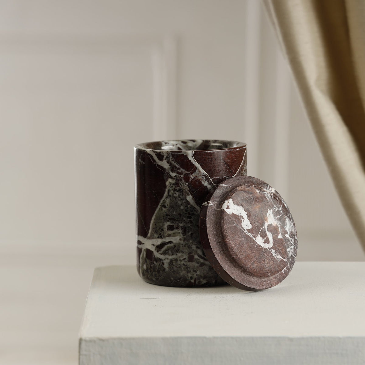 Aurora Candle Jar — Marble/Onyx – Rosso Levanto Marble