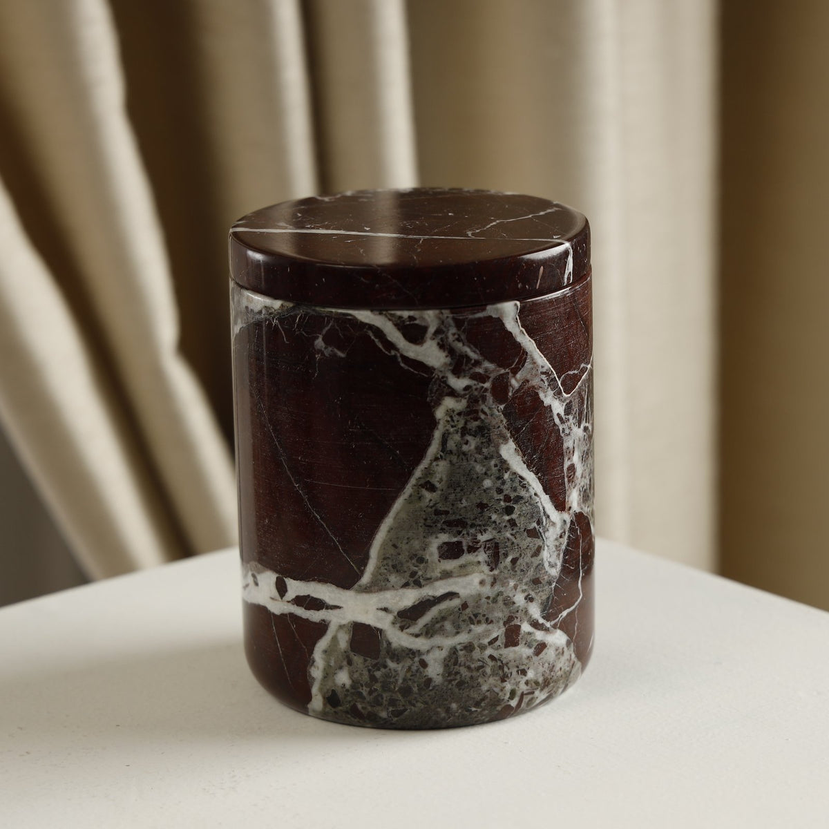 Aurora Candle Jar — Marble/Onyx – Rosso Levanto Marble
