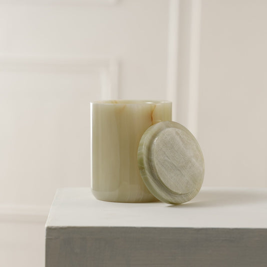 Aurora Candle Jar — Marble/Onyx – Light Green Onyx