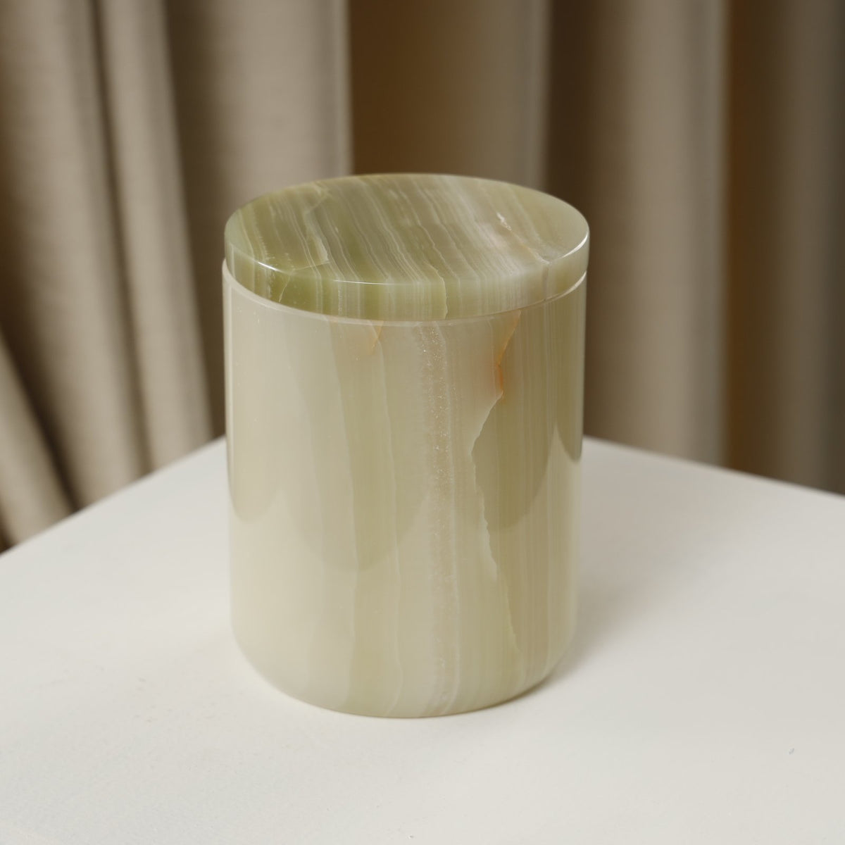 Aurora Candle Jar — Marble/Onyx – Light Green Onyx