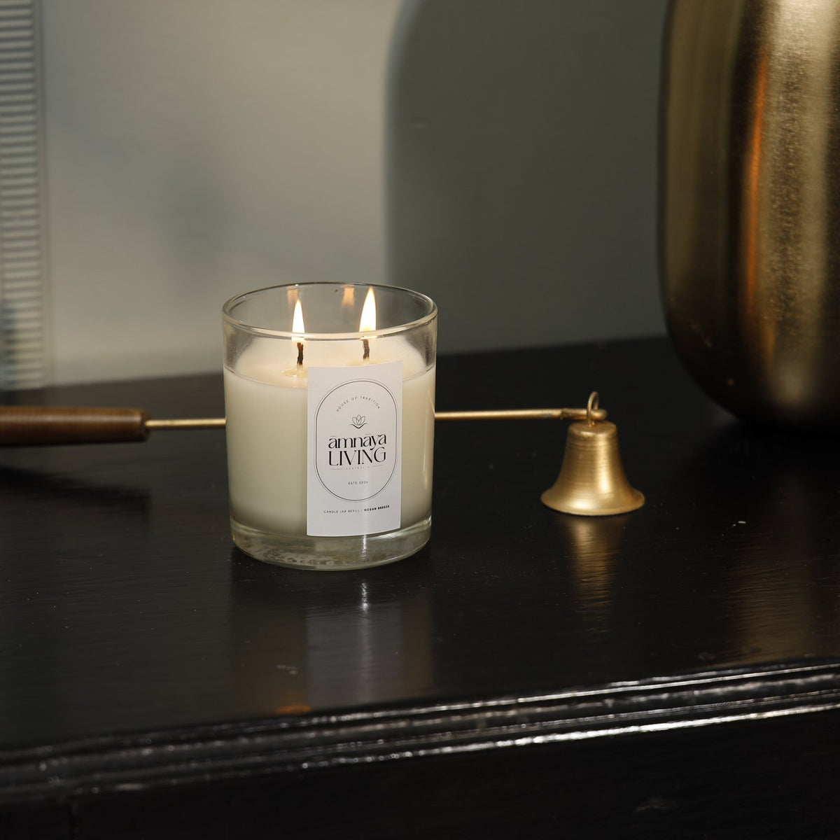 Aurora Candle Jar — Marble/Onyx – Light Green Onyx