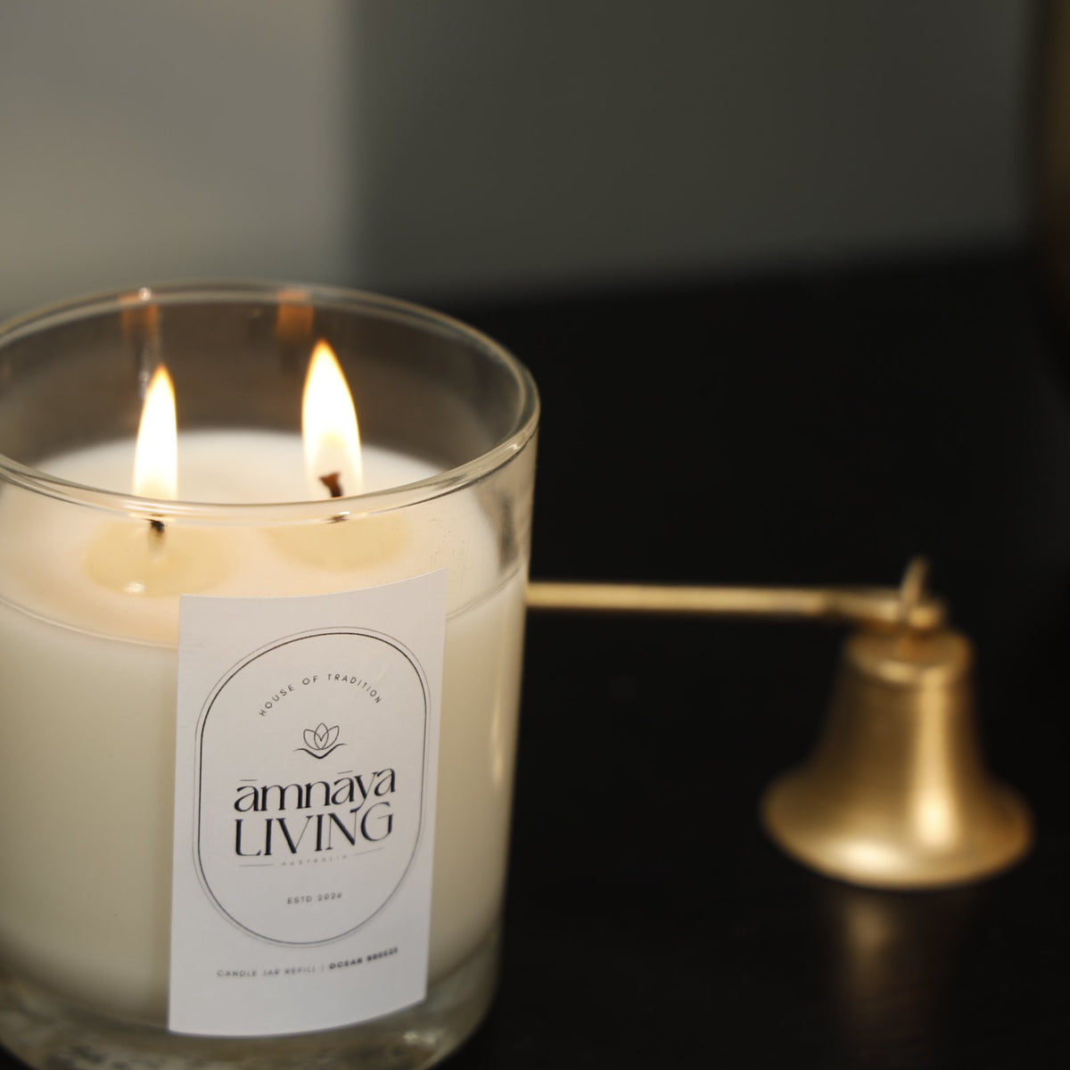 Aurora Candle Jar — Marble/Onyx – Light Green Onyx