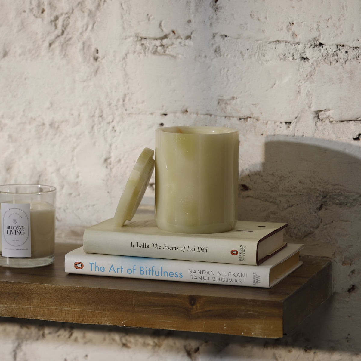 Aurora Candle Jar — Marble/Onyx – Light Green Onyx
