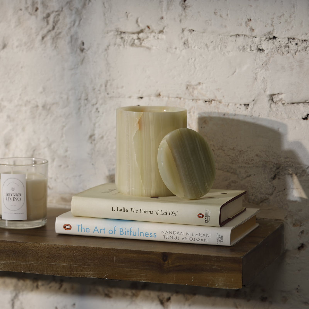 Aurora Candle Jar — Marble/Onyx – Light Green Onyx