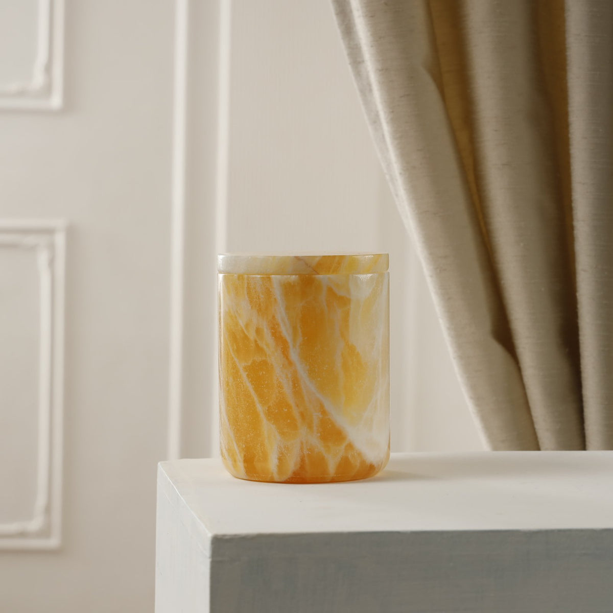 Aurora Candle Jar — Marble/Onyx – Peach Onyx