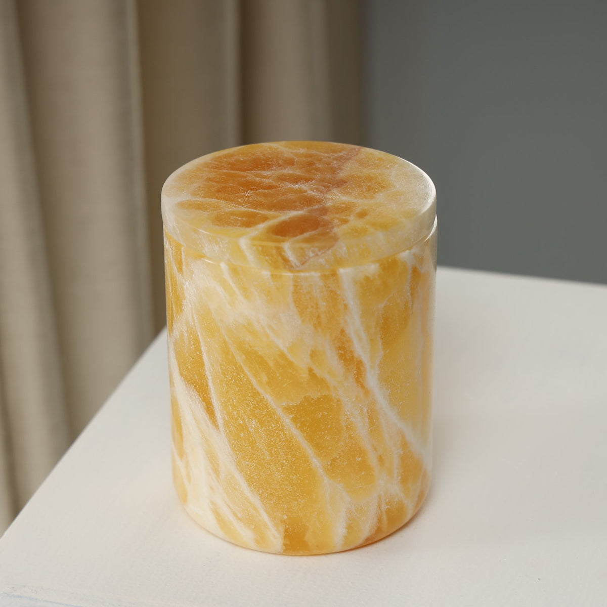 Aurora Candle Jar — Marble/Onyx – Peach Onyx