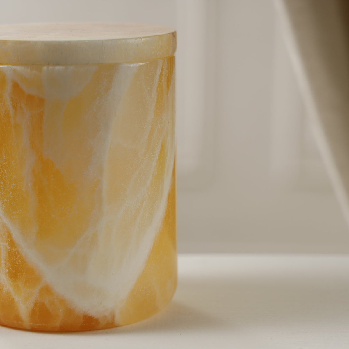 Aurora Candle Jar — Marble/Onyx – Peach Onyx