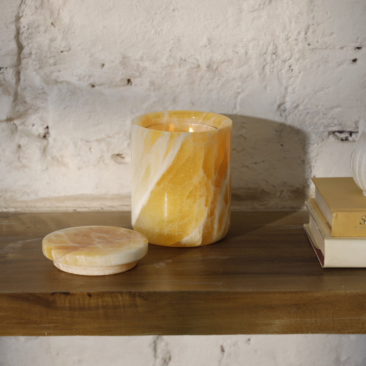 Aurora Candle Jar — Marble/Onyx – Peach Onyx