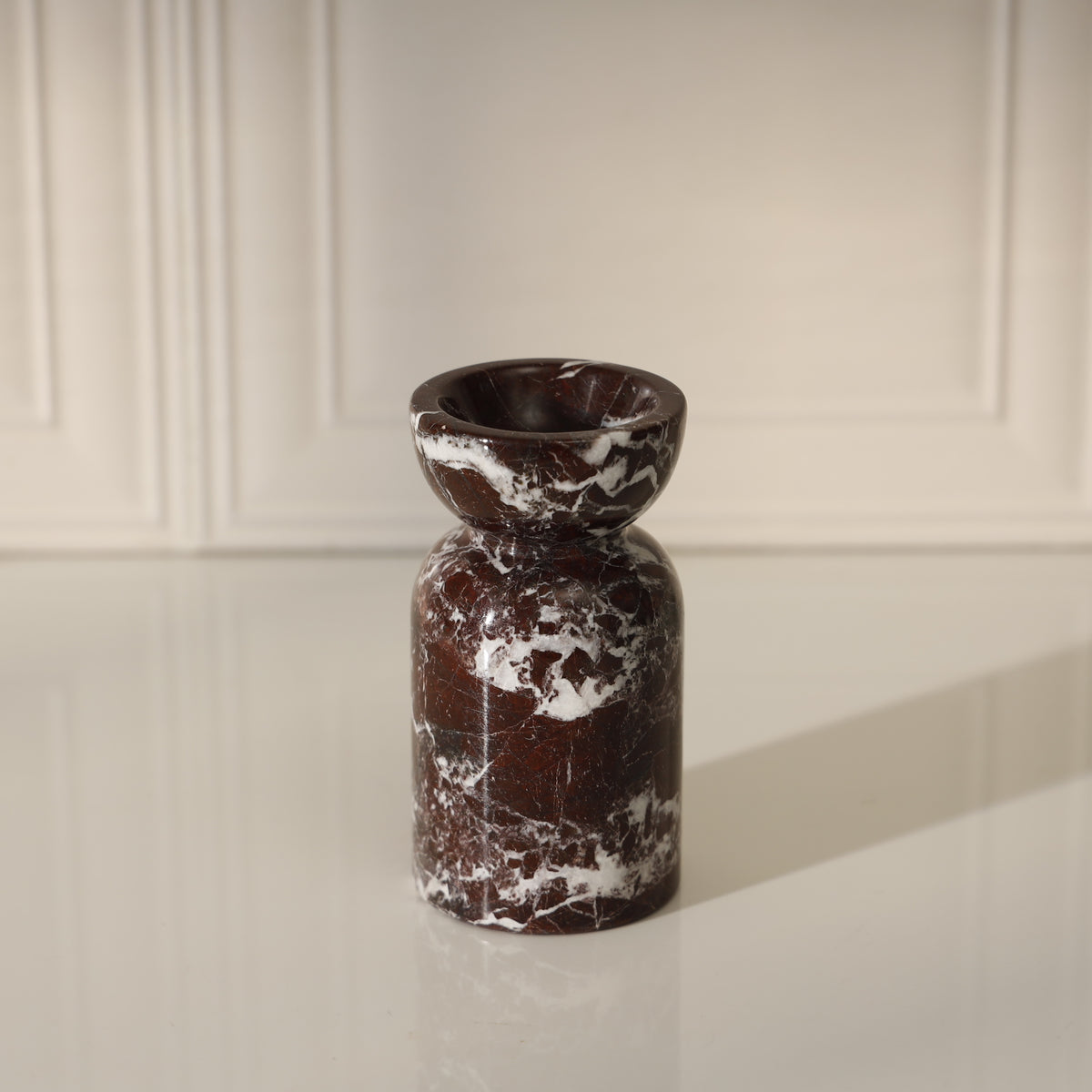 Terra Marble Candle Holder – Rosso Levanto