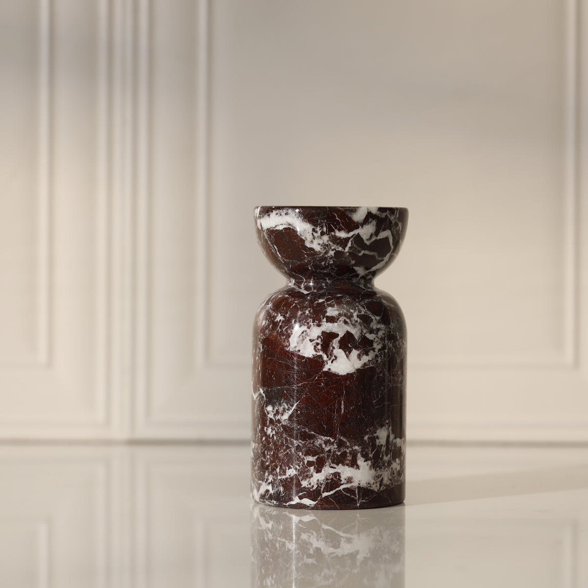 Terra Marble Candle Holder – Rosso Levanto