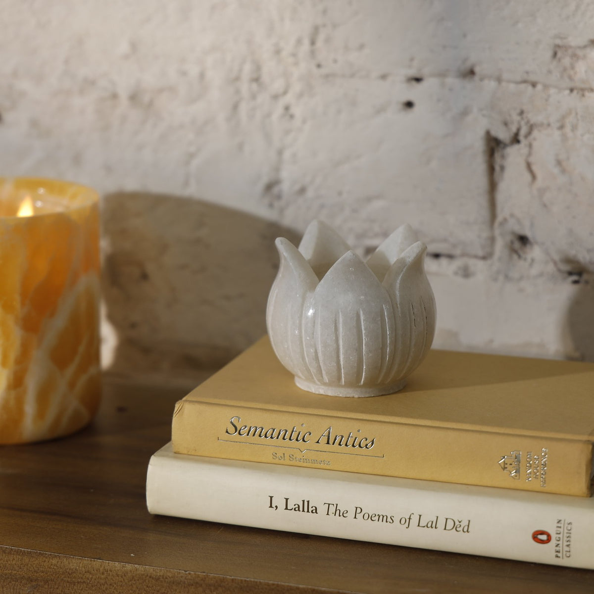 Lotus Marble Candle Holder