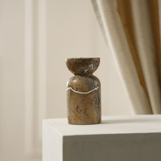 Terra Marble Candle Holder – Forest Brown
