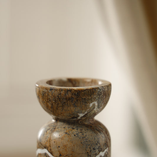 Terra Marble Candle Holder – Forest Brown