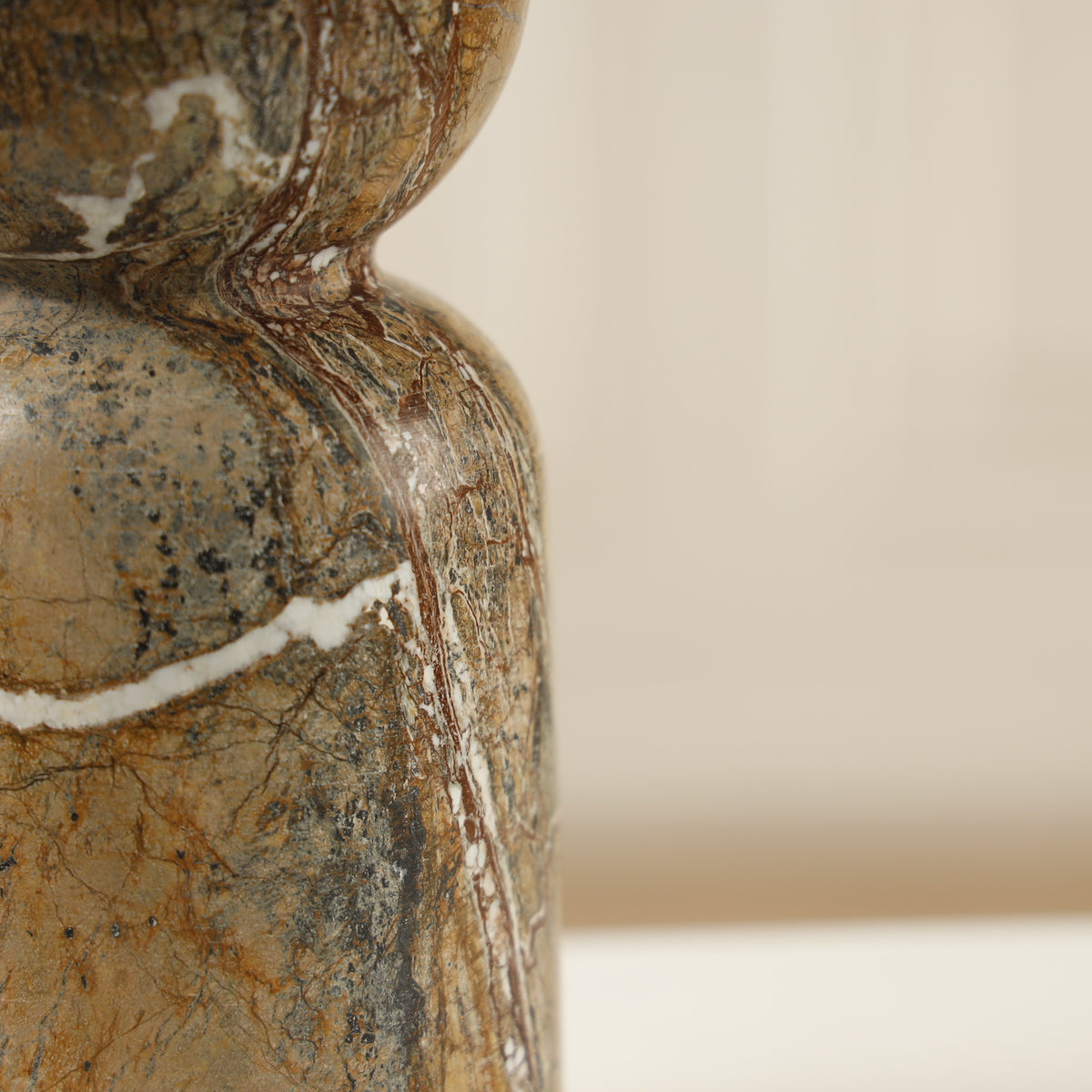 Terra Marble Candle Holder – Forest Brown